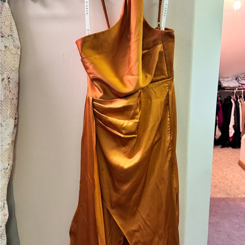 Azazie Butterscotch Bridesmaid Dress - Picture 4 of 5